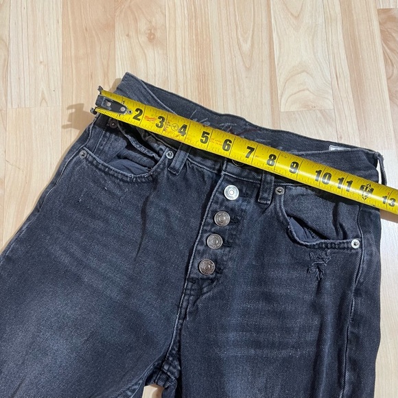 We The Free Free People Black Denim Distressed Button Fly Raw Hem Jeans Size 24 - Picture 5 of 8